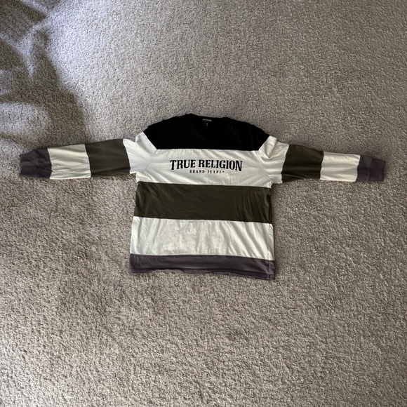 Striped Designer True Religion Long Sleeve T-Shirt - Multicolor Size Large Men’s - Picture 1 of 4